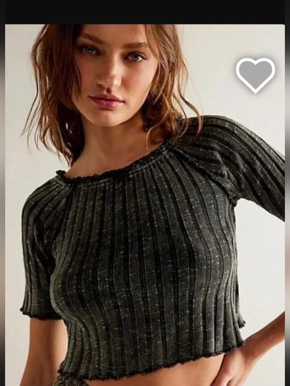 NWT Free People Ribbed Black Cropped Top